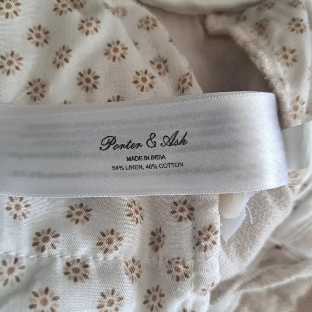 Porter & Ash Mens Linen Cotton Blend Pants Beige Size 29 Beach Coastal Trousers
